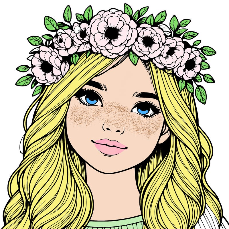 realistic girl with flower crown