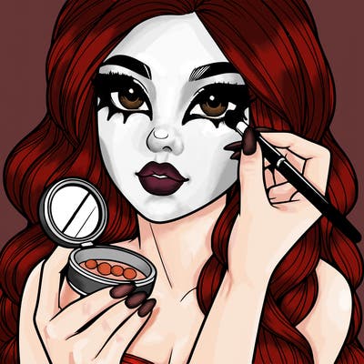 realistic girl doing makeup