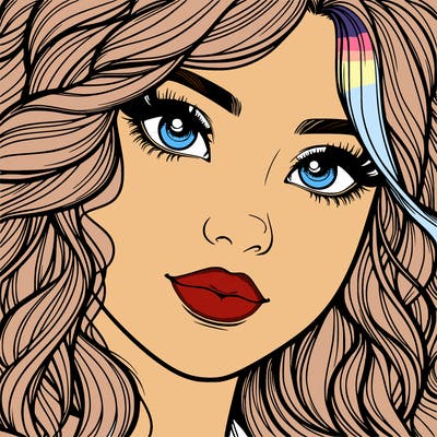 beautiful realistic girl close up to the camera with wavy hair,