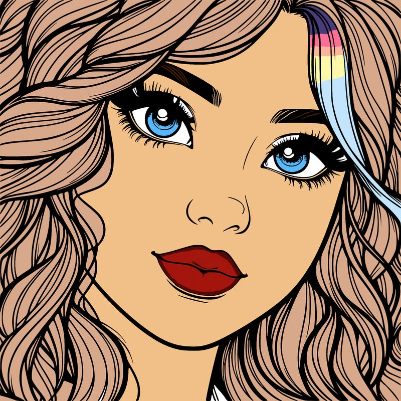 beautiful realistic girl close up to the camera with wavy hair,