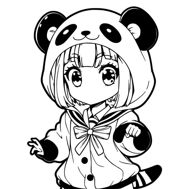 amine girl in panda suit