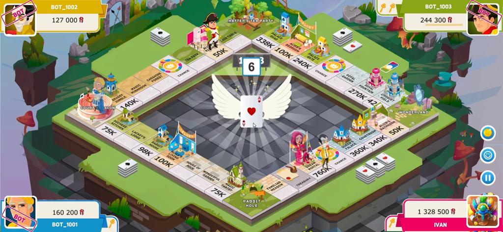 Business tour - Business Tour online multiplayer gameplay showing a fantasy-themed game board and player avatars.