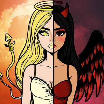 devil vs angel realistic girl