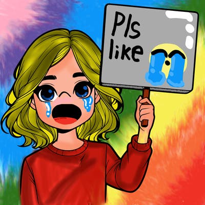 realistic girl holding up a sign