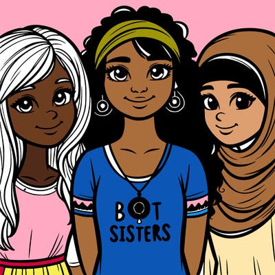 three sisters with a best sisters necklace