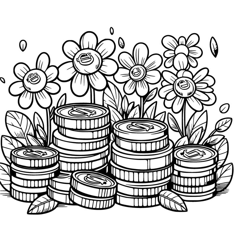 coins in flowers