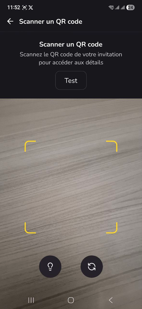 Rhodium - Rhodium app QR code scanner interface for scanning event invitations