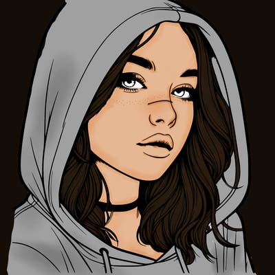 realistic girl with hood on