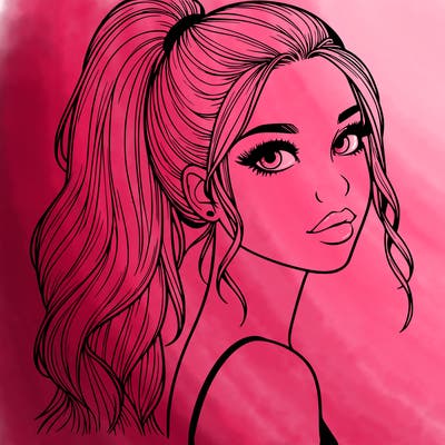 realistic pretty girl with high pony tail