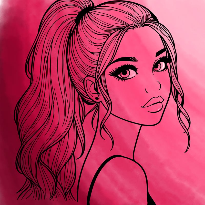 realistic pretty girl with high pony tail