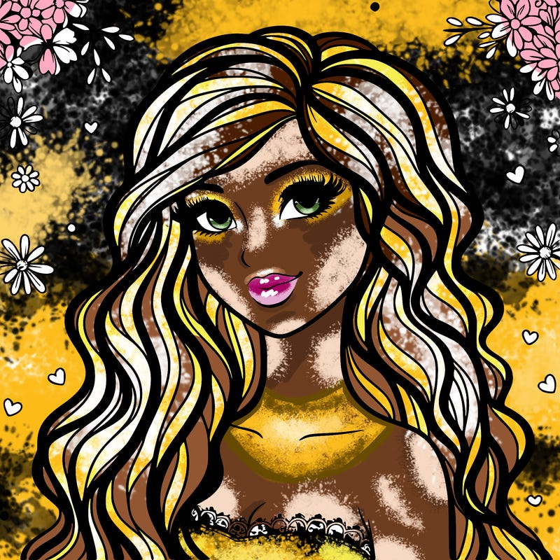 pretty woman with long wavy hair