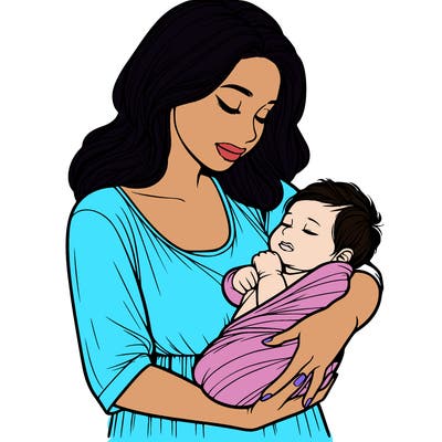 mother holding baby realistic