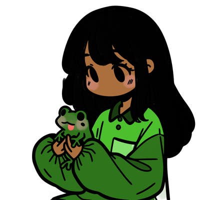 girl with long hair and a oversized shirt. and she is holding a frog