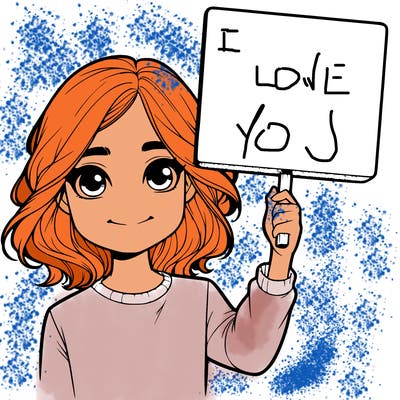 realistic girl holding up a sign