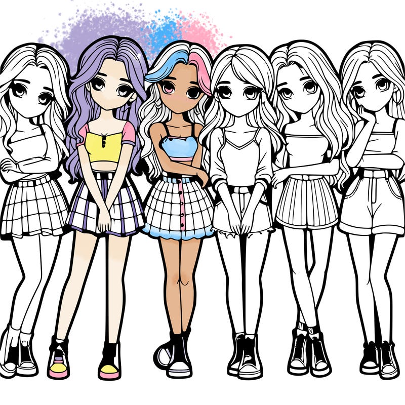 a group of girls realistic