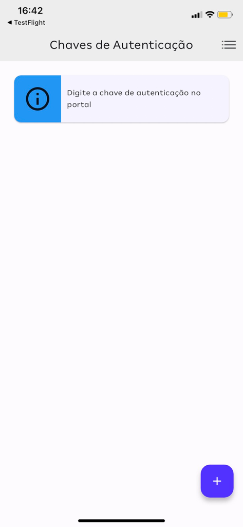 Amil Autenticador - Amil Autenticador mobile app interface showing the authentication keys screen with a instruction banner