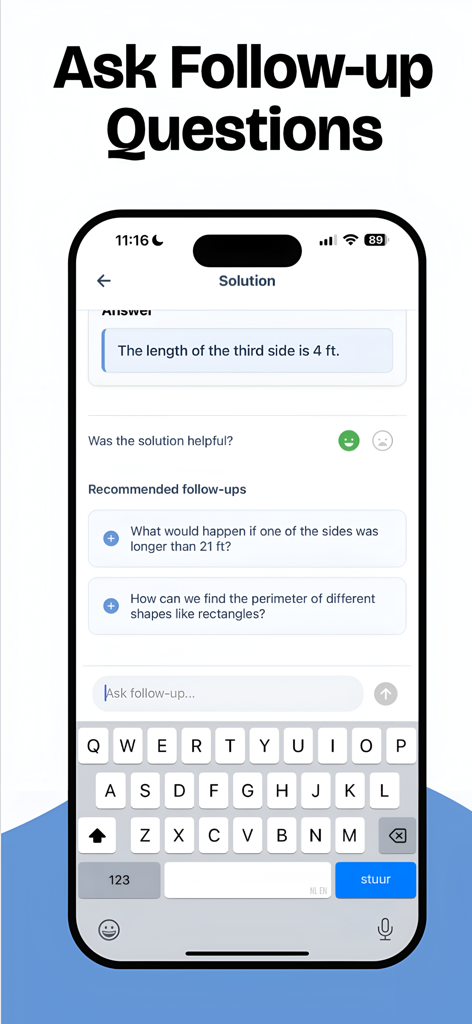 Timmy AI: Homework Helper - Timmy AI app interface for asking follow-up homework questions