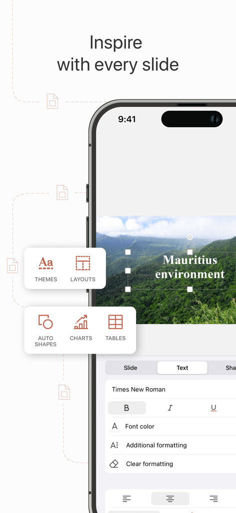 ONLYOFFICE Documents - ONLYOFFICE Documents presentation editor interface on iPhone showing slide layout and text formatting tools