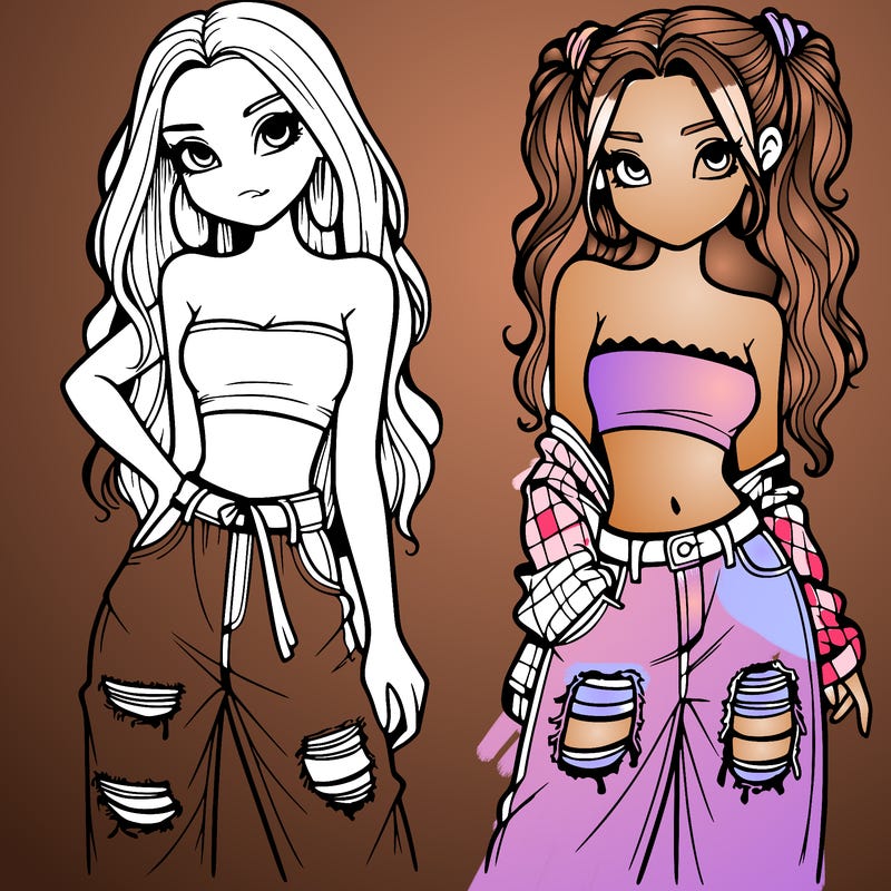 2 girls in crop tops and baggy jeans ripped