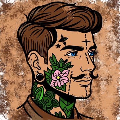 man with face tattoos