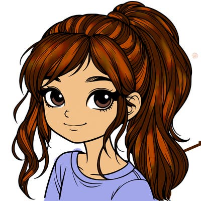 realistic girl with ponytail