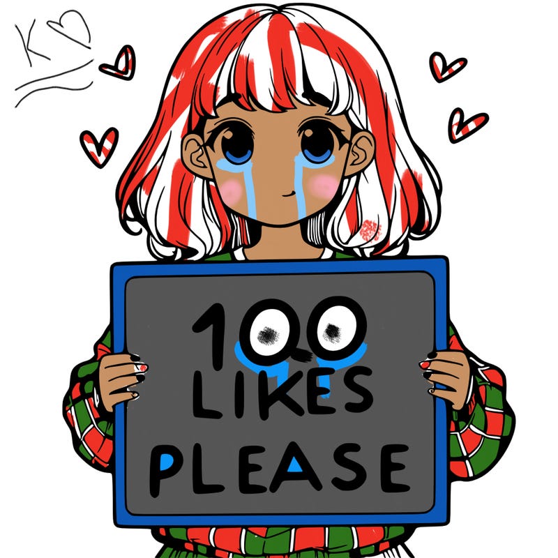a girl holding a sign saying 100 likes please