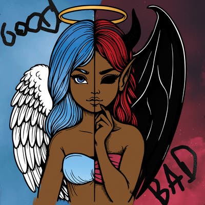 realistic angel half demon