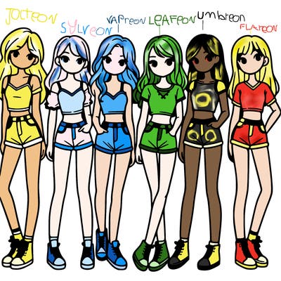 a group of girls wearing crop tops and shorts