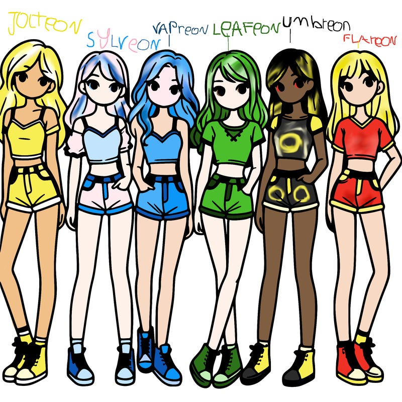 a group of girls wearing crop tops and shorts