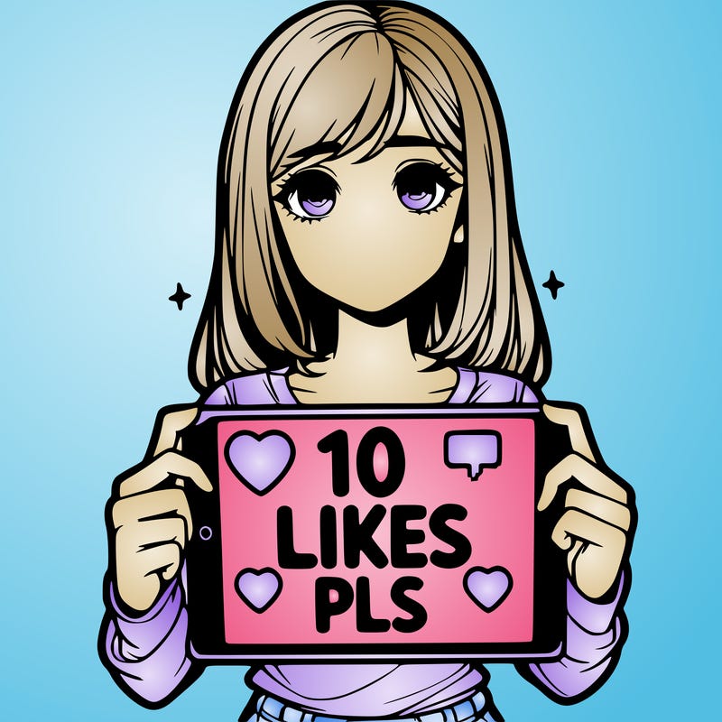 realalistic girl holding a sign that says 10 like pls