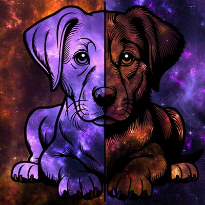 realistic dog split picture