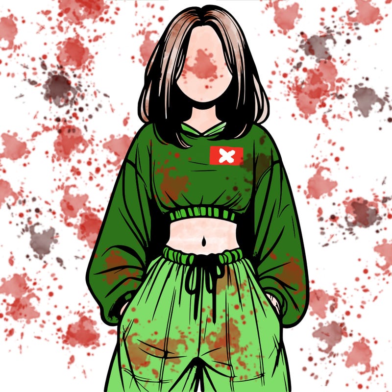 realistic girl faceless with baggy pants and a crop top