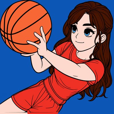 realistic girl playing basketball