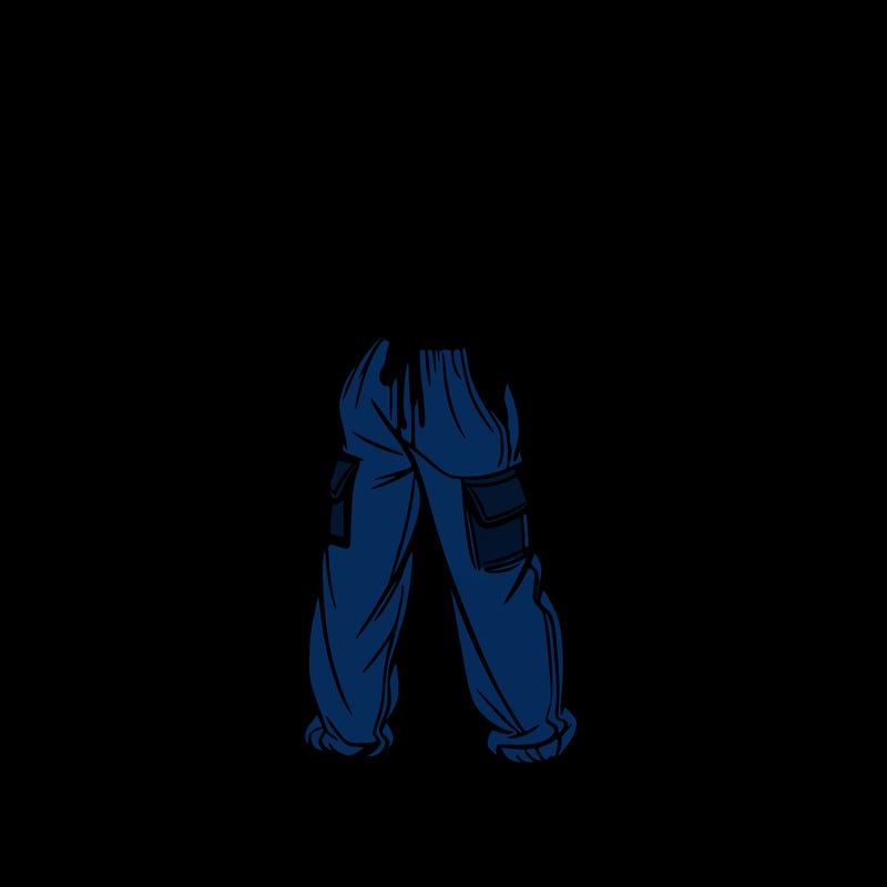 girl in baggy pants crop top and long hair