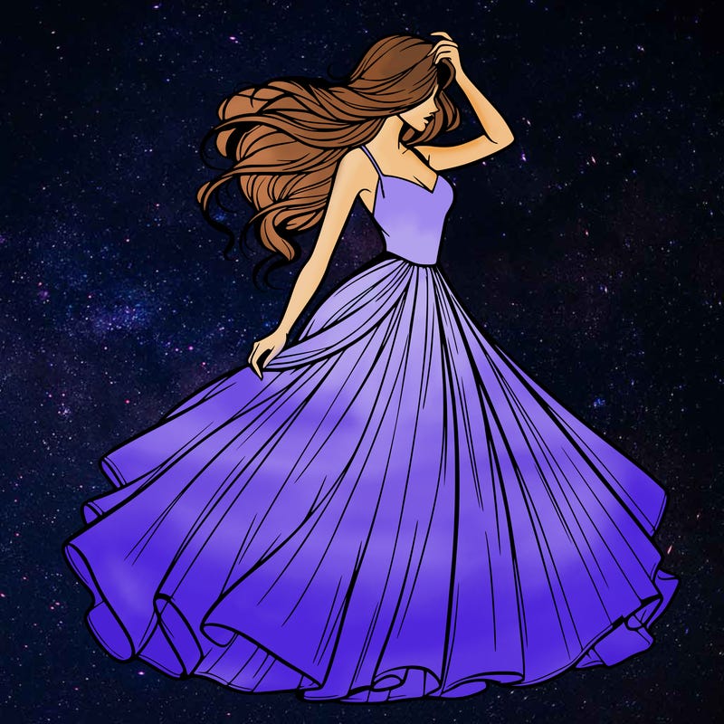 realistic woman with dress flowing in the wind