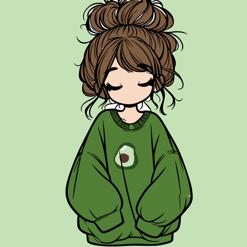 girl with baggy sweatshirt and messy bun