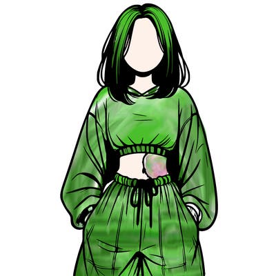 realistic girl faceless with baggy pants and a crop top