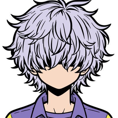 manga boy fluffy hair covering his eyes