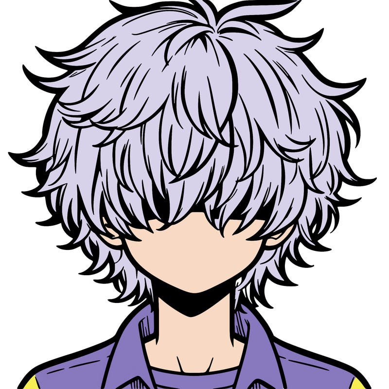 manga boy fluffy hair covering his eyes