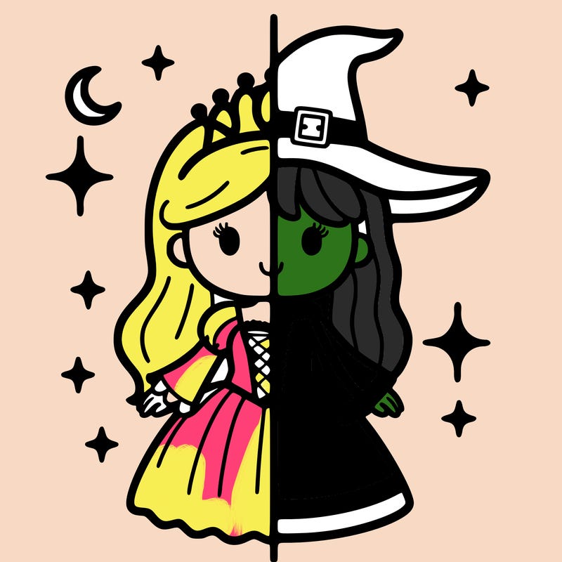 split princess and witch