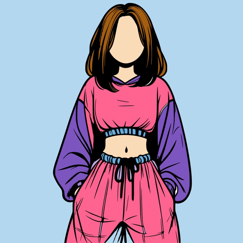 realistic girl faceless with baggy pants and a crop top