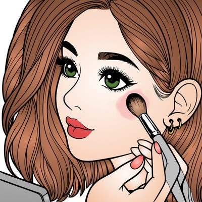 a realistic girl doing her makeup