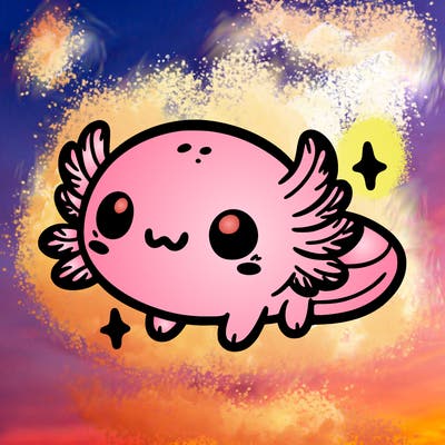 cute easy baby axolotl