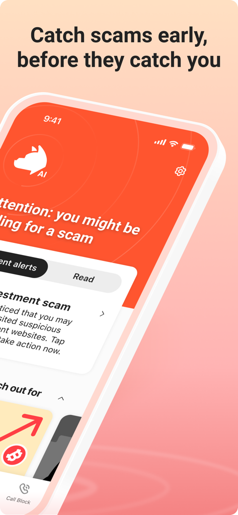 Trend Micro ScamCheck app interface displaying an AI-powered scam alert for protection