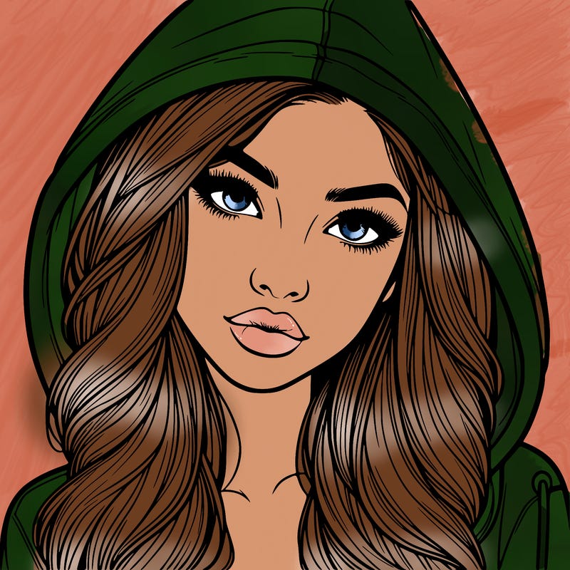 realistic beautiful girl with a hood on