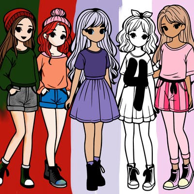 a group of five girls