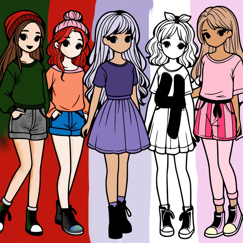 a group of five girls