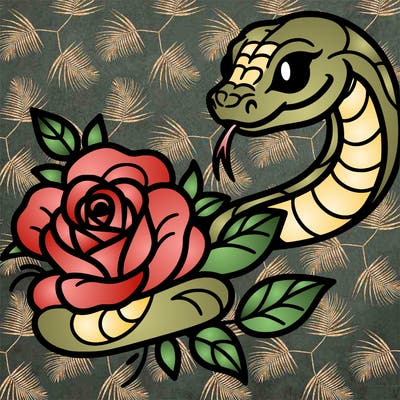 snake and rose