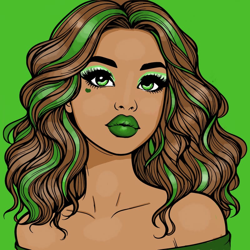 realistic girl with wavy hair and lips