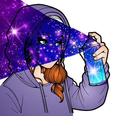 a realistic girl, spray painting